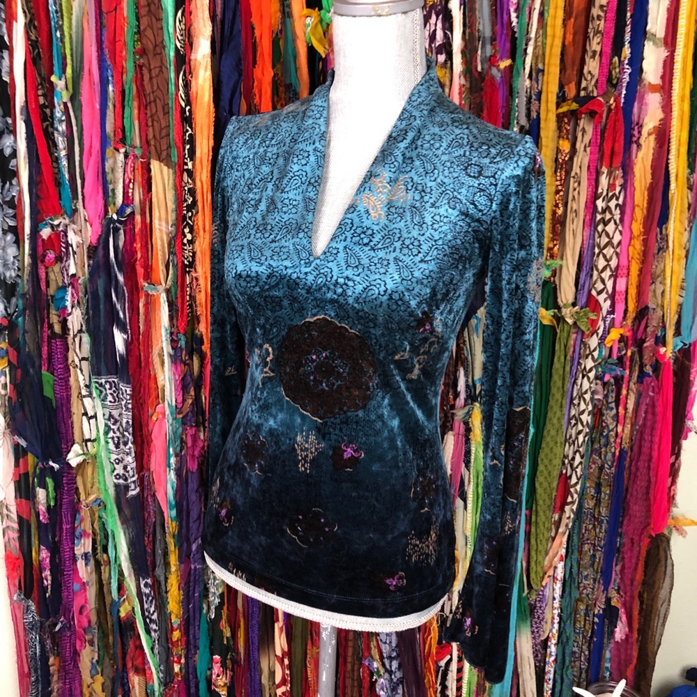 maria grazia severi velvet long sleeve top size 42